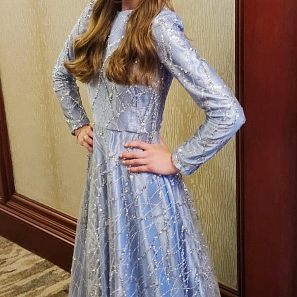 Light blue custom gown, size 0 (xxs)